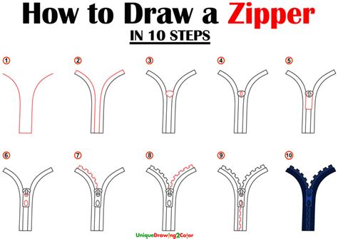 How To Draw A Zipper Step By Step Images