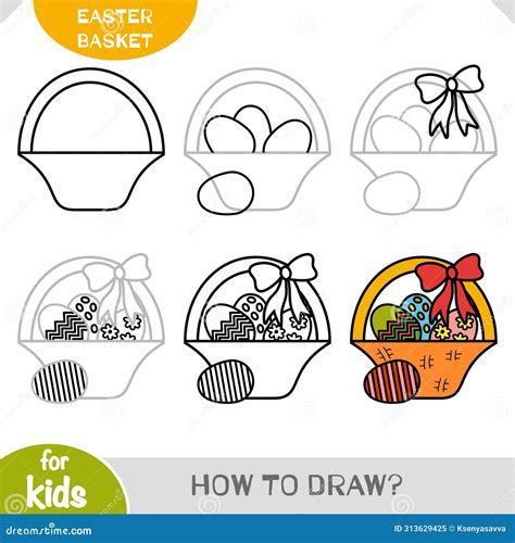 How To Draw An Easter Basket with Eggs for Kids Step by Step Tutorial