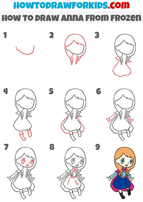 How To Draw Anna Easy, Step by Step, Drawing Guide, by Dawn dragoart