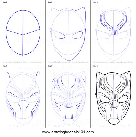 How To Draw Black Panther Mask - Step by Step …