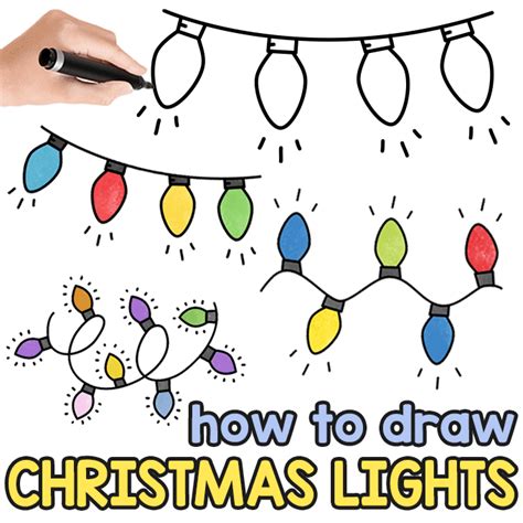 How To Draw Christmas Lights Easy Step By Step Tutorial Craftsonfire