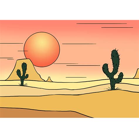 How To Draw Desert Scene - WHYIENJOY