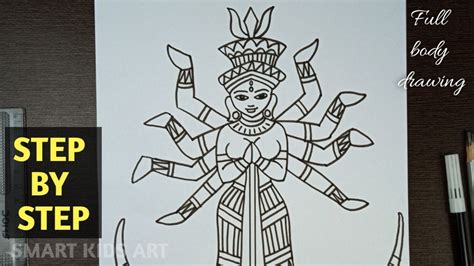 How To Draw Durga Maa Step By Step Easy Durga Maa Drawing Draw Step