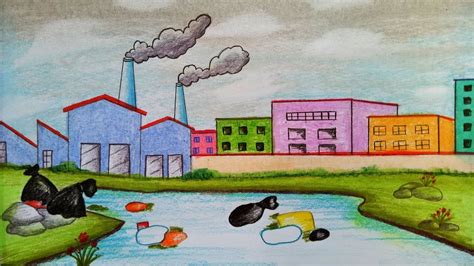 How To Draw Environment Pollution Scenery step by step