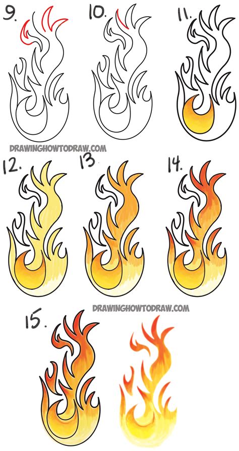 How To Draw Flames Easy Step By Step SVG File Drawing