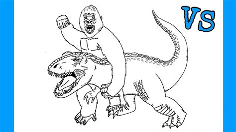 How To Draw Kong vs T Rex Step By Step Monsterverse.