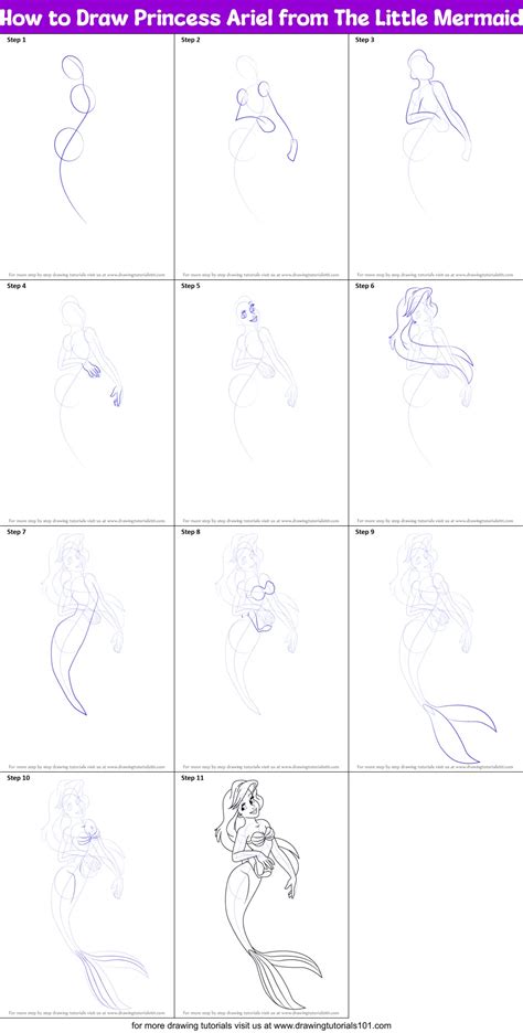 How To Draw Princess Ariel Step By Step at Drawing Tutorials