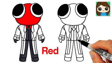 How To Draw Red from Roblox Rainbow Friends Cute Easy Step By Step