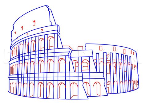 How To Draw The Colosseum, Step by Step, Drawing Guide, by KingTutorial