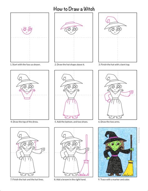 How To Draw Witch Step By Step