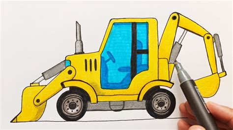 How To Draw a Backhoe Loader Easy Backhoe and front end loader