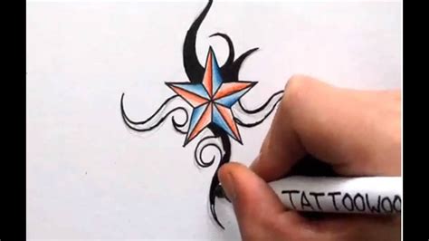 How To Draw a Nautical Star Shading in Color and Tribal Design