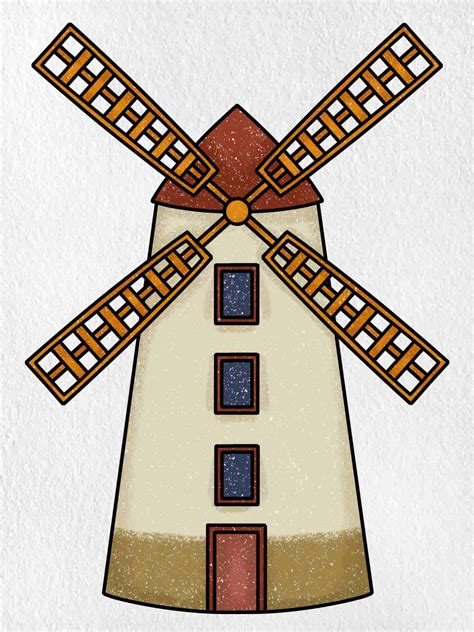 How To Draw a Windmill Easy and Step by Step A Windmill Line Drawings