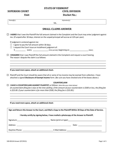 How To File An Answer In Small Claims Court