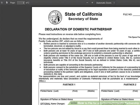 How To File To Domestic Partnership California Form Fill