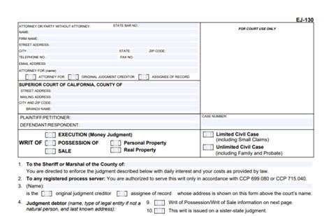 How To Fill Out A Writ of Execution in California Small Claims