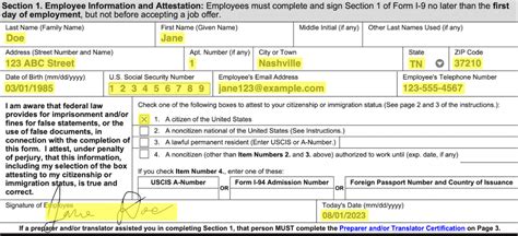 How To Fill Out Form I 9 Example