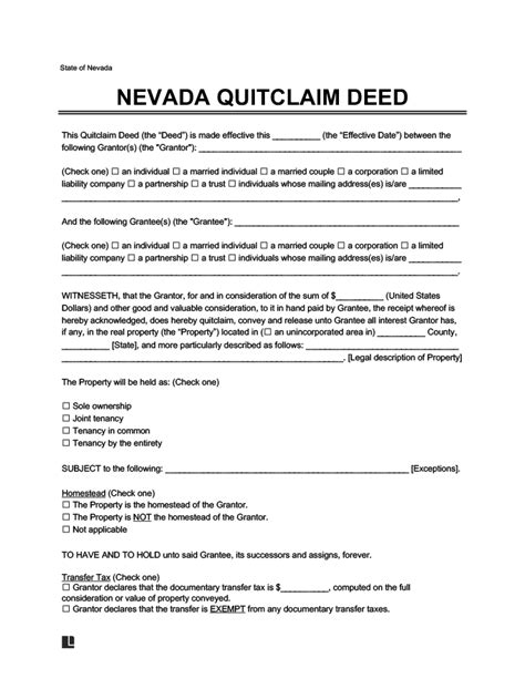 How To Fill Out Quit Claim Deed Form Nevada Form Resume Examples 