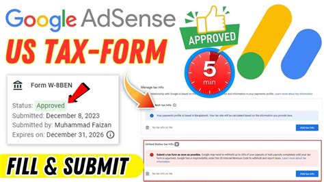 How To Fill and Submit US Tax Form on Google Adsense in 2023 Adsense