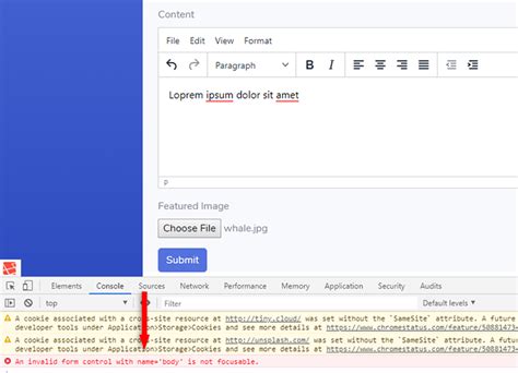 How To Fix An invalid form control with name=’body’ is not focusable