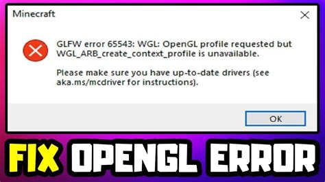How To Fix Minecraft Opengl Error Youtube