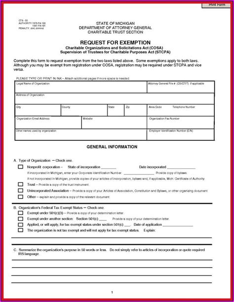 How To Form A 501c3 In Michigan Form Resume Examples