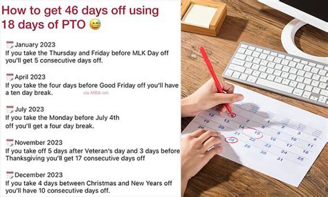 How To Get 46 Days Off Using 18 Days of PTO