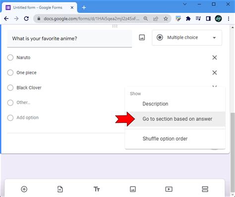 How To Go to a Section Based on a Specific Answer in Google Forms