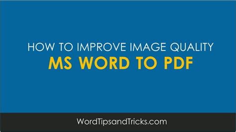 How To Improve Image Quality In Ms Word To Pdf Conversions