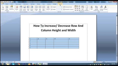 How To Increase or Decrease Row And Column Height and Width In MS Word