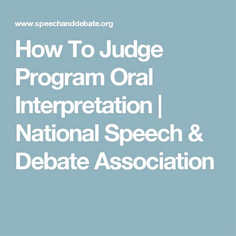 How To Judge Program Oral Interpretation National Speech & Debate