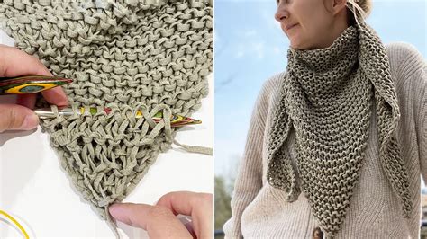 How To Knit An Easy Triangle Scarf For Beginners YouTube