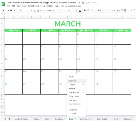 How To Make A Monthly Calendar Printable Using Google Sheets Online Tool Similar To Excel