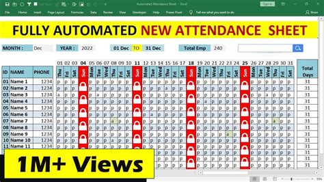 How To Make An Automated Attendance Sheet In Excel With Formula 2019
