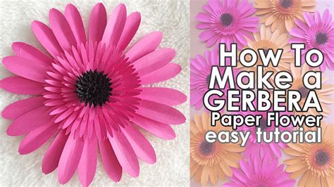 How To Make Gerbera Paper Flower Paper Flower Tutorial Free Template Youtube