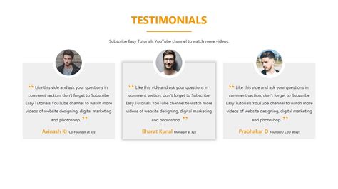How To Make Website Testimonials Section Using HTML CSS And Bootstrap