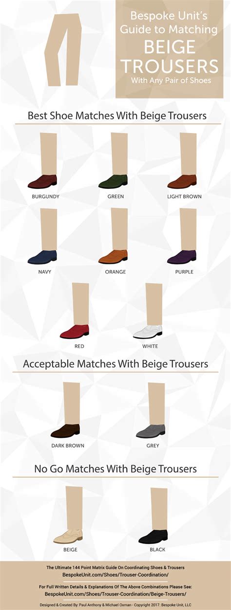 How To Match Beige Trousers With Different Color Shoes