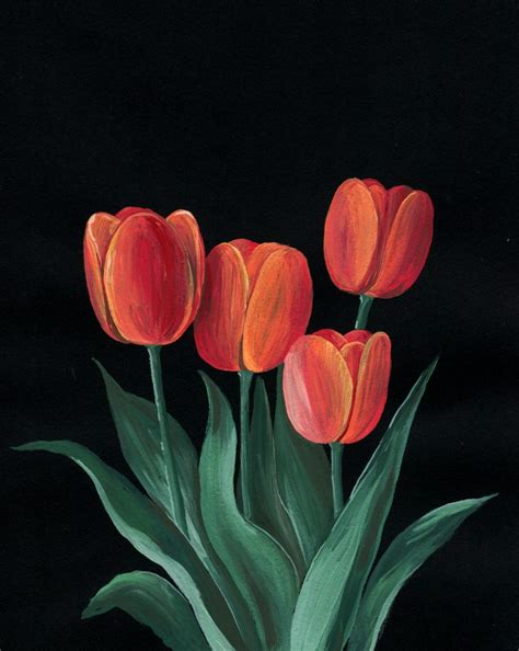 How To Paint Tulips On Canvas - Painting