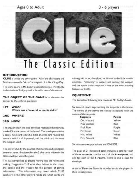 How To Play Clue Board Game Rules