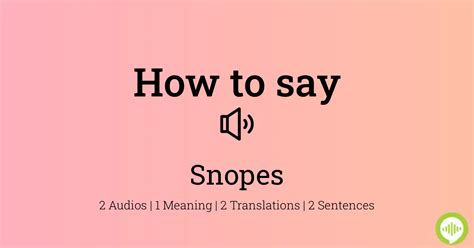 How To Pronounce Snope: Snope pronunciation