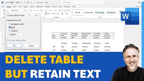 How To Remove Table without Deleting Text in Microsoft Word YouTube
