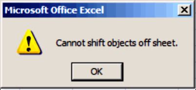 How To Remove The "Cannot Shift Objects Off Sheet" Error In Excel