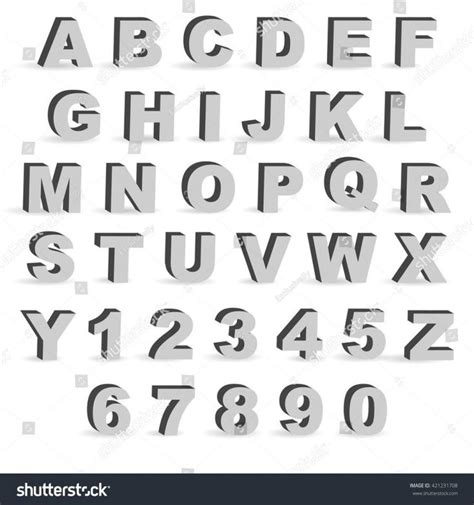 How To Shadow Letters 3 D Numbers Vector Alphabet Stock Royalty