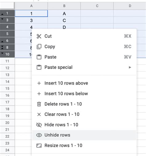 How To Show Hidden Rows in Google Sheets Sheets for Marketers
