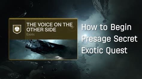 How To Start New Exotic Quest "Presage" / The Voice On …