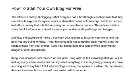 How To Start Your Own Blog For Freefehaj.pdf.pdf DocDroid
