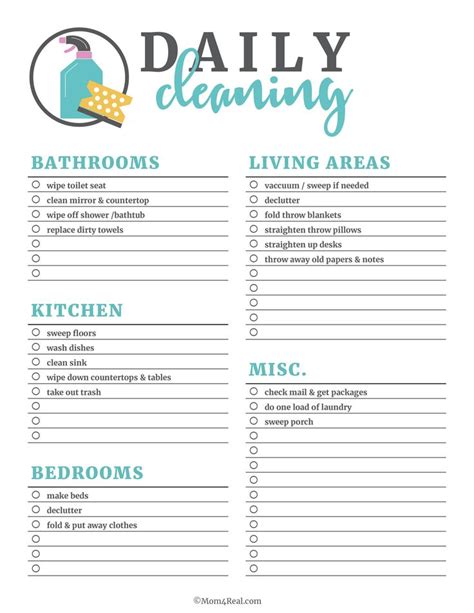 How To Use A Cleaning List Template To Get Organized Free Sample