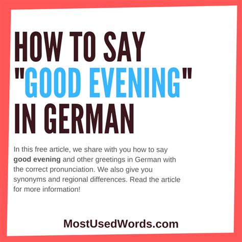 How To Use Evening Greetings in German MostUsedWords