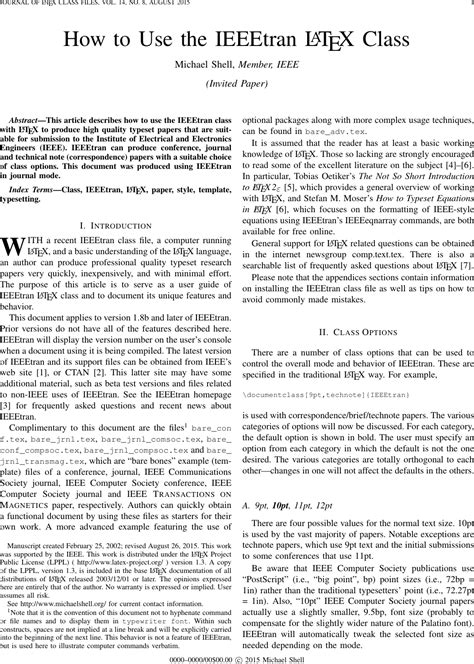 How To Use The IEEEtran LaTeX Class Manual