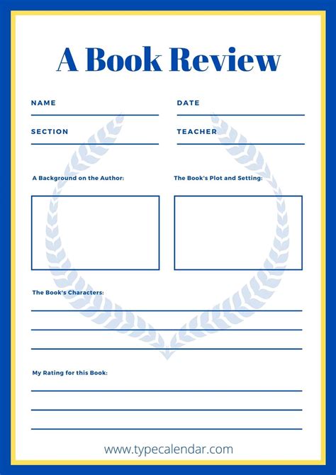 How To Write A Book Review Template SampleTemplatess SampleTemplatess